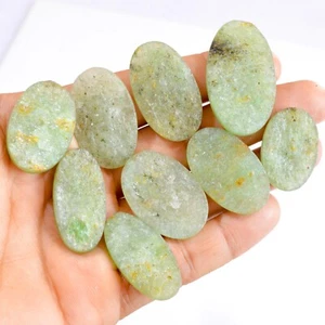 9 Pcs 305 Cts Natural Green Aventurine Druzy Gemstone Lot 28x19-39x23 mm #2635 - Picture 1 of 4
