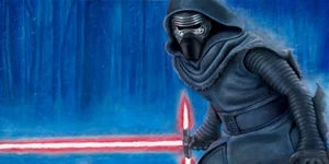 The Force Awakens Kylo Ren in Snow Red Lightsaber Star Wars Art Giclée on Canvas - Picture 1 of 1