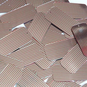 Sequin Rectangle 1.5" Red Silver Pinstripe Metallic Couture Paillettes - Picture 1 of 2