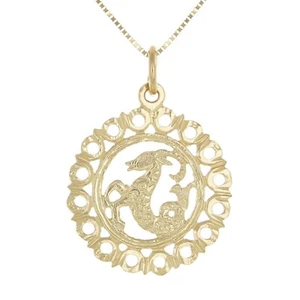 14k Yellow or White Gold CAPRICORN Zodiac Sign Charm Pendant Necklace 18" - Picture 1 of 12