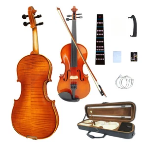 Professional Violin 4/4 4 String Solid Wood Maple Spruce Ebony Fittings - Picture 1 of 8