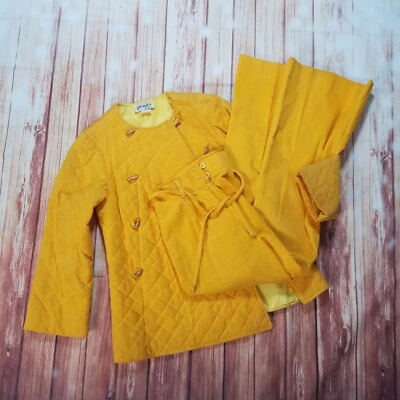 Vintage Glenora Jr's LTD Solid Yellow Pants Set 2 Piece with Button Jacket Foto 1 de 4