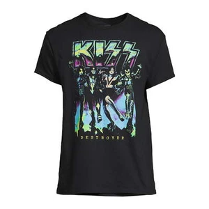 Neu mit Etikett!! Kiss Gr. XL schwarzes kurzärmliges Grafikband T-Shirt Rundhalsausschnitt 100 % Baumwolle - Bild 1 von 5