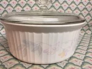 Corning PINK TRIO Round FRENCH WHITE Casserole 2.5 Liter F-1-B USA 8.75” EUC - Picture 1 of 8