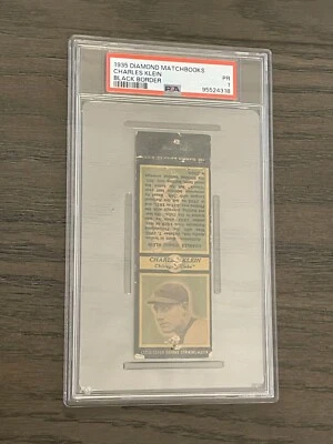 Diamond Matchbooks 1935 Charles Chuck Klein Black Border PSA 1 CUBS Pop 1 Salón de la fama Foto 1 de 2