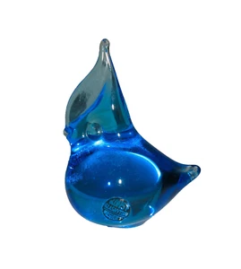 Swedish Blue Bird Of Happiness Figurine Konst Glashyttan Urshult Glass 2.75" - Picture 1 of 6