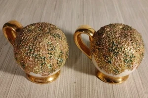 Vintage Salt and Pepper Shakers 2" X 3" No Corks Gold Handle - Picture 1 of 4