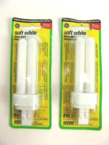 LOT OF 2 GE SOFT WHITE BIAX CFL BULB 13 WATT 10000 HOUR, PLG41B13-PG 08102004 - Picture 1 of 3