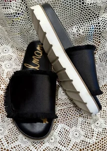 Sam Edelman Mares Platform Cushion Slip On Size 9 Black Satin Slides Sandals 20 - Picture 1 of 10