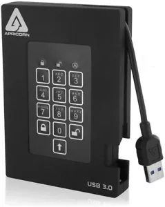 256GB Apricorn Aegis Padlock Fortress USB3.0 External Solid State Drive - Black - Picture 1 of 4