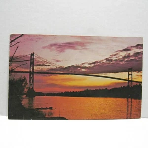 Postcard Vintage Sunset On Thousand Islands Ontario Canada Ivy Lee Bridge NY - Picture 1 of 2