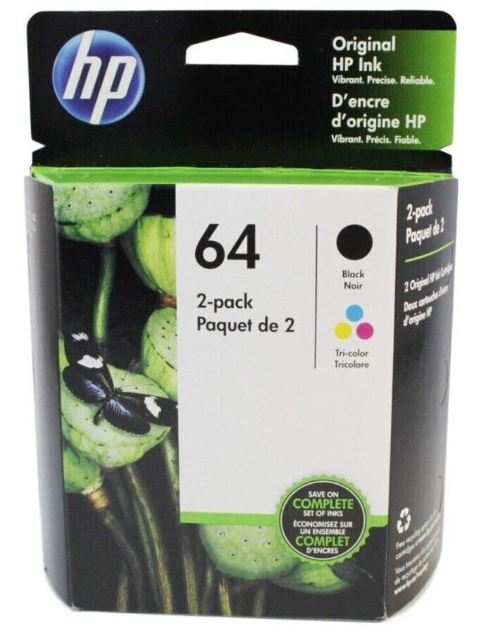HP 64 X4D92AN Ink Cartridge - 2 Pack