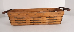 Cesta de pan tejida a mano Longaberger 1994 14,5x8x4 mango de cuero jardín cocina - Imagen 1 de 22