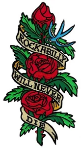 Ecusson backpatche rockabilly never die dorsal dos grande taille patch brodé  - Picture 1 of 2