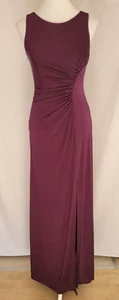 36 Designer Abend Kleid drapiert Schlitz Pflaumen Aubergine schön Maße beachten - Bild 1 von 17