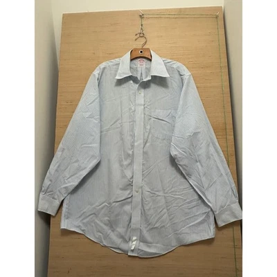 Camisa de vestir Brooks Brothers ajuste tradicional sin hierro a rayas con botones 16,5-34 Foto 1 de 4