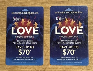 2 Mirage Casino Hotel Las Vegas Habitación Tarjeta Llave Beatles Love Cirque Show Envío Gratis - Imagen 1 de 2