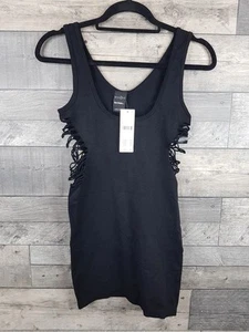 Urban Outfitters Una Slash Mini Dress Size Medium Black Jersey Stretch Clubbing - Picture 1 of 7