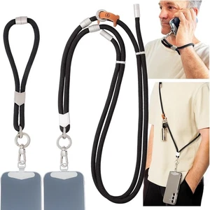 Bracelet et lanière pour téléphone portable 2 en 1 - Sécurité antivol noire réglable - Photo 1 sur 6