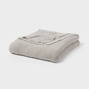 King Sweater Knit Bed Blanket Gray - Threshold - Picture 1 of 3