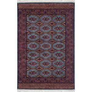 4x6 Fuß Handgeknüpfter Wollteppich - Bläulich Grau Traditionelles Geometrisches Design - Bild 1 von 7