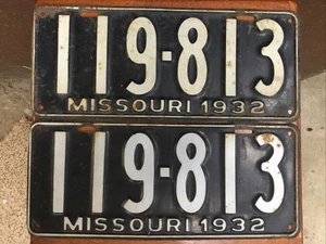 1932 Missouri License Plate Pair, Hard To Find - Picture 1 of 2