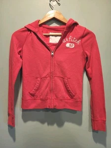 Y2K Abercrombie Fitch Pink Zip Up Hooded Sweatshirt Sz M - Picture 1 of 5