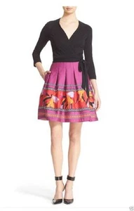 SIZE 8 DIANE VON FURSTENBERG JEWEL COMBO PLEATED WRAP DRESS NWT $548 - Picture 1 of 4