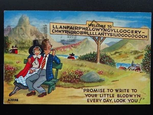 Postal Cymru LITTLE BLODWYN, ANGLESEY Llanfairpwllgwyn..gogogoch c1935 - Imagen 1 de 2