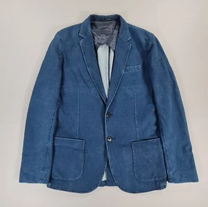 Reiss Mens Blazer Blue 38 R Cotton Stretch Single Breasted Jacket Costa B - Picture 1 of 10