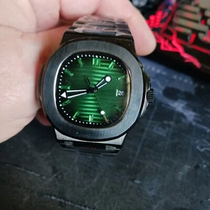 Men's PP style Nauty "Emerald Abyss", NH35, Sapphire, Black ion, one off dial. - Picture 1 of 9