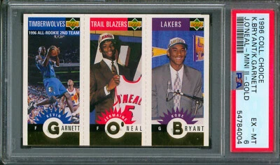 1996-97 Collector's Choice Gold KOBE BRYANT JERMAINE O'NEAL RC GARNETT SP PSA 6 - Image 1 of 2