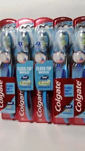 Colgate 360 Total Advanced Floss Tip Borsten Zahnbürste Soft 5er Pack Blau - Bild 1 von 12