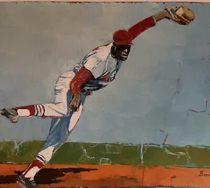 FINE ART: LARGE (24” x 36”) BOB GIBSON OIL PAINTING CARDINALS BASEBALL PITCHER - Picture 1 of 11