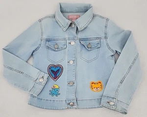 BCBG Girls Small 7/8 Denim Jacket Patches Upcycled Cute Animals Cactus Custom - Picture 1 of 18
