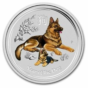 2018 COLORIZED Lunar Dog -1/4 oz Silver Coin - Perth Mint