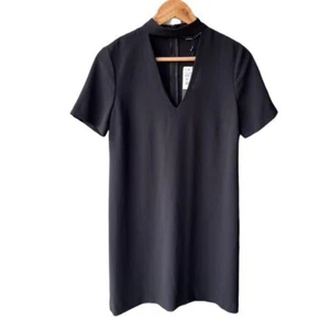 Abito Zara nero collo alto taglio zip cocktail matrimonio preppy business tg XS - Foto 1 di 6