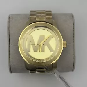 New Michael Kors Runway Gold Tone Bracelet Analog Women's Watch MK5473 - Picture 1 of 4