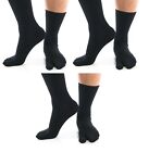 3 Pairs - V-Toe Flip Flop Tabi Big Toe Socks Black Solid Size W 6-11, M 5-10