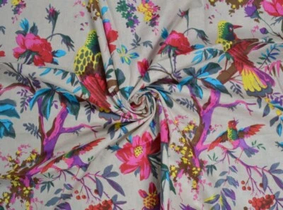 Indian Handmade Natural Hand Block Printed 5 yard Vintage Cotton Print Fabric - Image 1 of 3