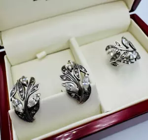 Sterling Silver 925 Set Ring Earrings - Picture 1 of 10