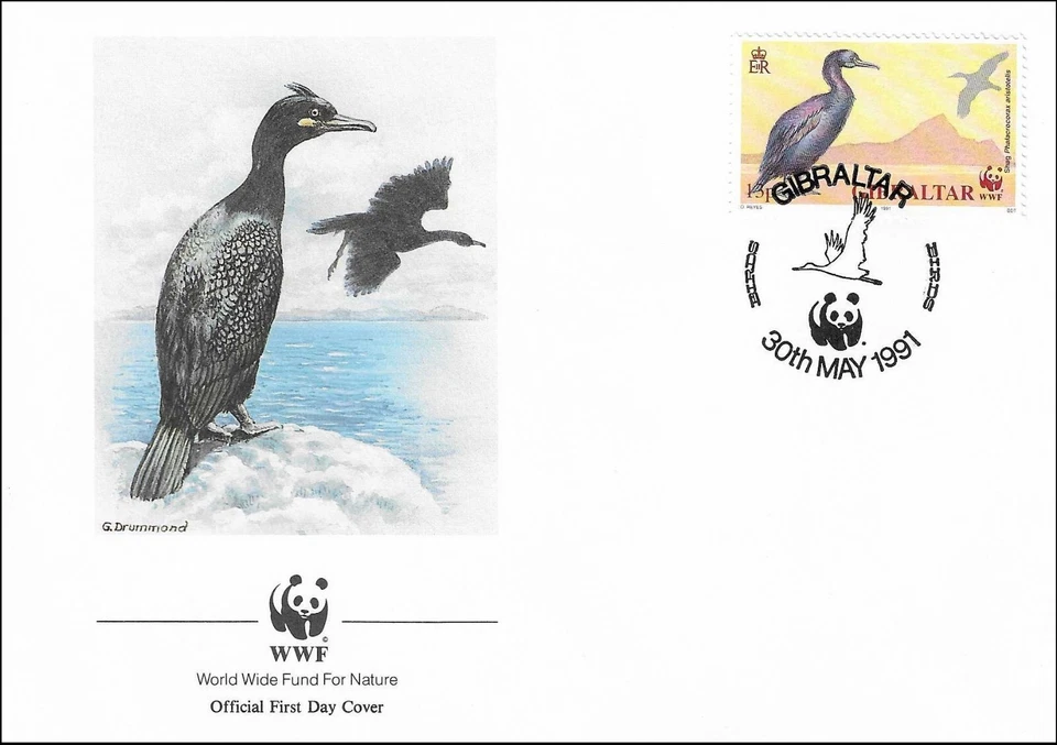 European Common Shag Bird Phalacrocorax Aristotelis Gibraltar FDC Cover 1991 - Image 1 of 1