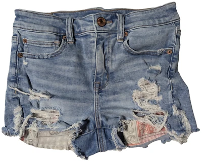 AMERICAN EAGLE NE(X)TLEVEL STRETCH HI RISE SHORTIE Women 6 Distressed Paisley — 第 1/4 张图片