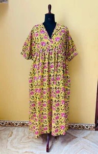 Block print Dress Floral Print long dress Women cotton & summe dress gift item - Picture 1 of 7