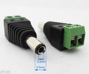 100pcs 5.5x2.5mm 2.5mm CCTV DC Power Male Plug Free Solder Terminal Connector - Picture 1 of 2