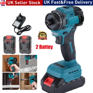 2 Battery Electric Screwdrive Driver Cordless Brushless 1/4'' Power Dril - Picture 1 of 12