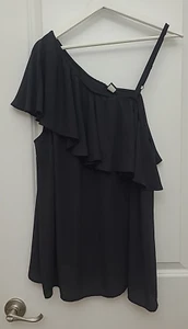 Torrid Women's Top One Shoulder Blouse Size 2X Black Ruffle see photos - Picture 1 of 9