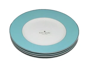 Kate Spade Lenox Rutherford circle Turquoise Salad Accent  plates- Set of 4  NWT - Picture 1 of 4