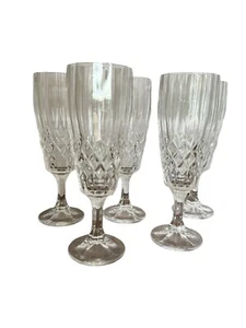 STUNNING VINTAGE CRYSTAL CHAMPAGNE GLASSES - SET OF 5 ETCHED CROWN MARK - Picture 1 of 8