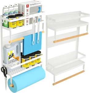 Paper Towel Holder with Shelf, 2-In-1 Magnetic Paper Towel Holder Shelf with Rem - Picture 1 of 12